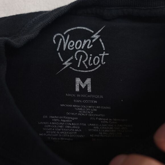 Nasa Neon Riot Casual Short Sleeve Graphic Shirt Mens Size Medium M Black - Picture 6 of 12